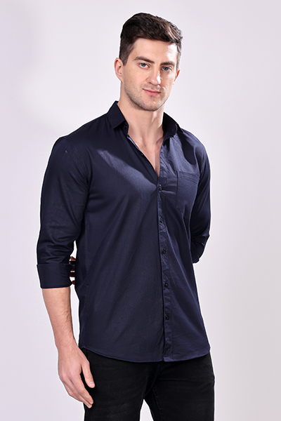 MENS PLAIN NAVY BLUE SHIRT